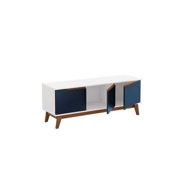 Mueble TV 55" Kappesberg 136cm con 3 Puertas Blanco/Azul