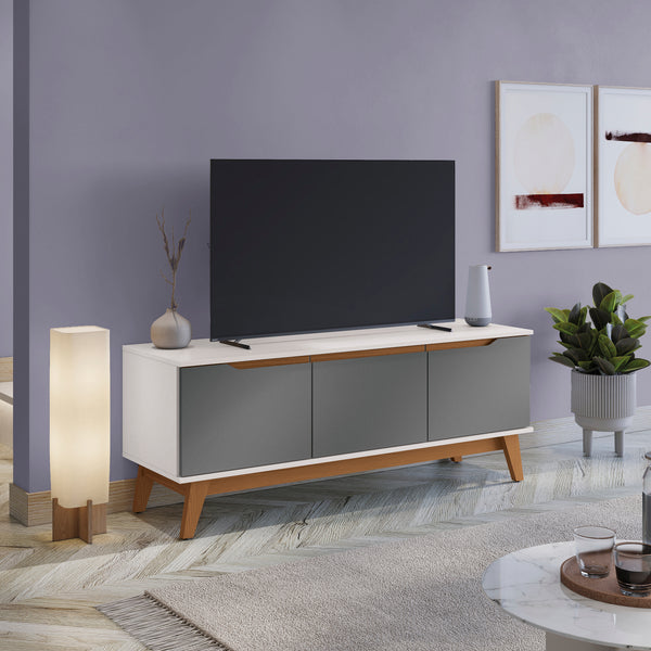 Mueble TV 55" Kappesberg 136cm con 3 Puertas Blanco/Gris