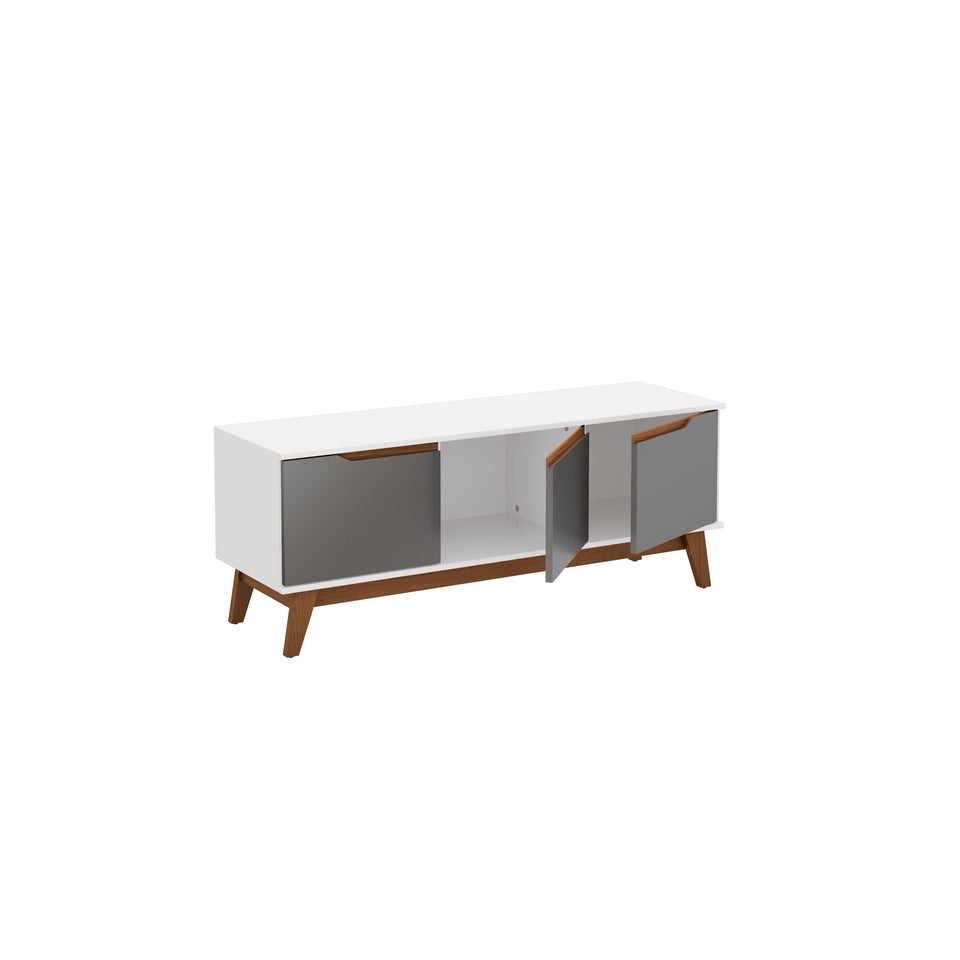 Mueble TV 55" Kappesberg 136cm con 3 Puertas Blanco/Gris