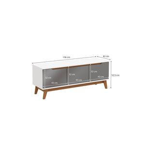 Rack TV Kappesberg 136 cm Blanco/Gris 3 Puertas