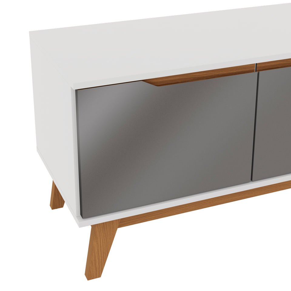 Mueble TV 55" 3 Puertas 136 cm Blanco/Gris Kappesberg