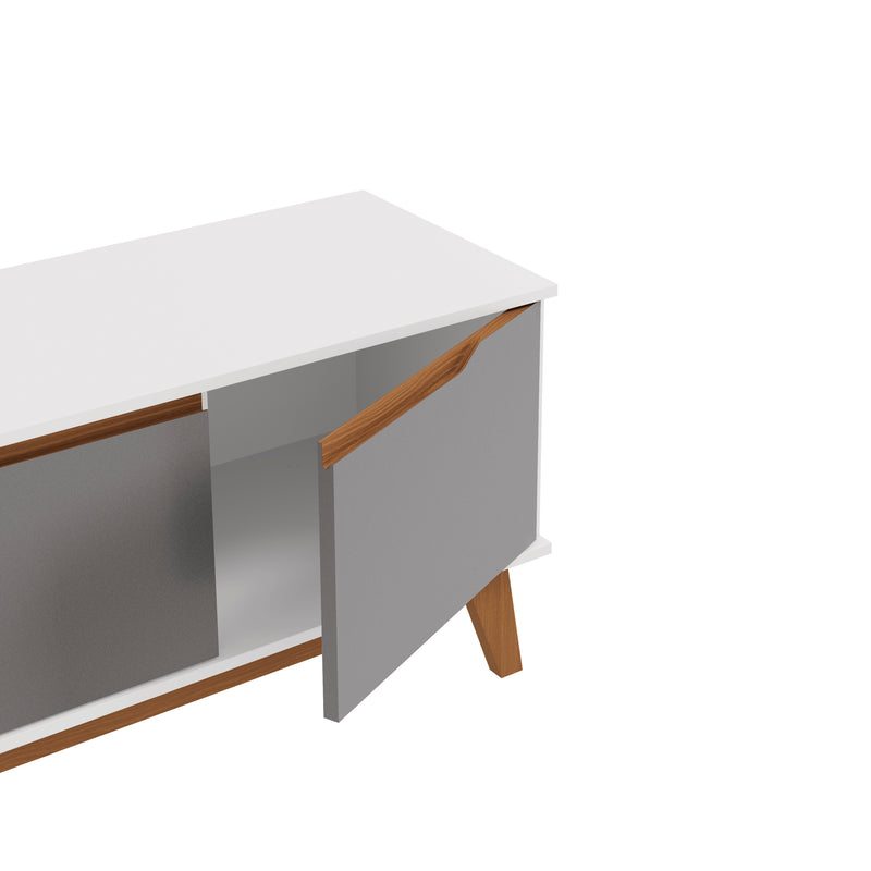 Mueble TV 55" Kappesberg 136cm con 3 Puertas Blanco/Gris