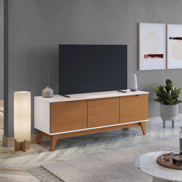 Mueble TV 55" Kappesberg 136cm con 3 Puertas Blanco/Canela