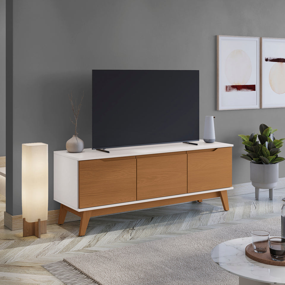 Mueble TV 55" Kappesberg 136cm con 3 Puertas Blanco/Canela