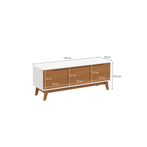 Mueble TV 55" Kappesberg 136cm con 3 Puertas Blanco/Canela