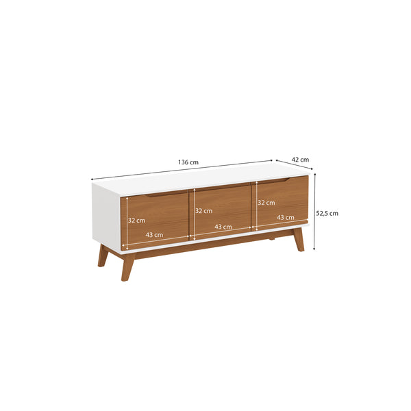 Mueble TV 55" Kappesberg 136cm con 3 Puertas Blanco/Canela