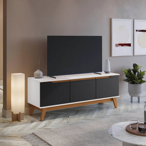 Mueble TV 55" Kappesberg 136cm con 3 Puertas Blanco/Negro