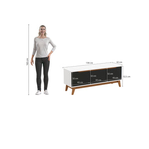 Mueble TV 55" Kappesberg 136cm con 3 Puertas Blanco/Negro