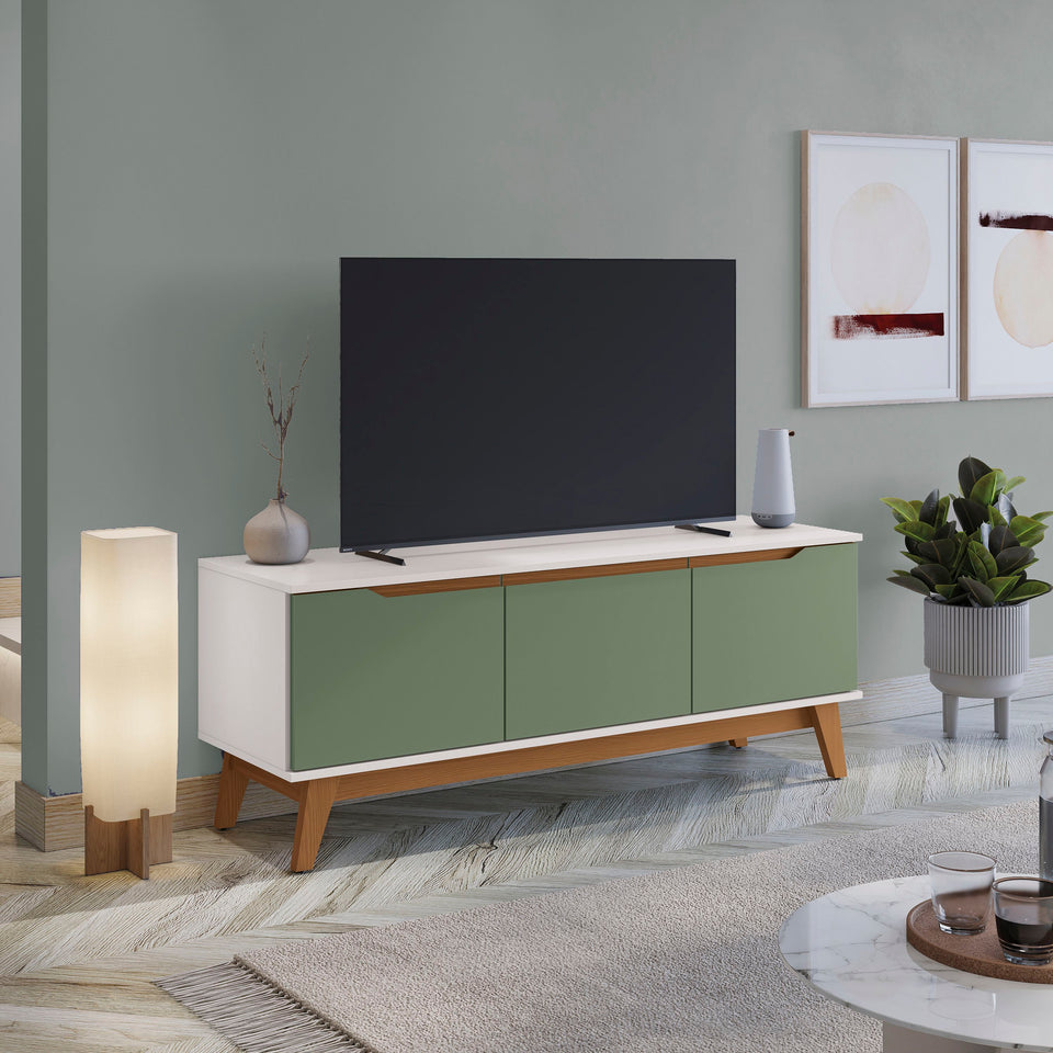 Mueble TV 55" Kappesberg 136cm con 3 Puertas Blanco/Verde