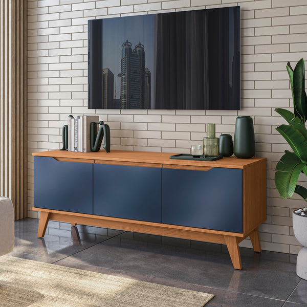 Mueble TV 55" Kappesberg 136cm con 3 Puertas Canela/Azul