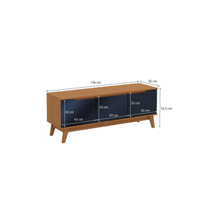 Mueble TV 55" 3 Puertas 136 cm Canela/Azul Kappesberg