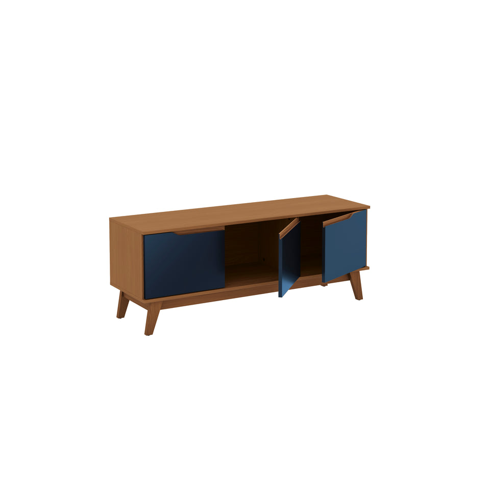 Mueble TV 55" Kappesberg 136cm con 3 Puertas Canela/Azul