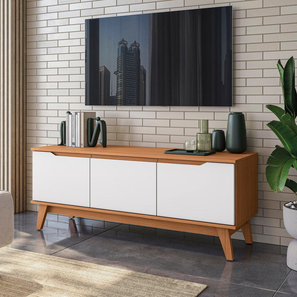 Mueble TV 55" Kappesberg 136cm con 3 Puertas Canela/Blanco
