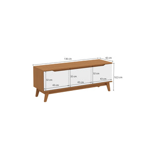 Mueble TV 55" 3 Puertas 136cm Canela/Blanco Kappesberg