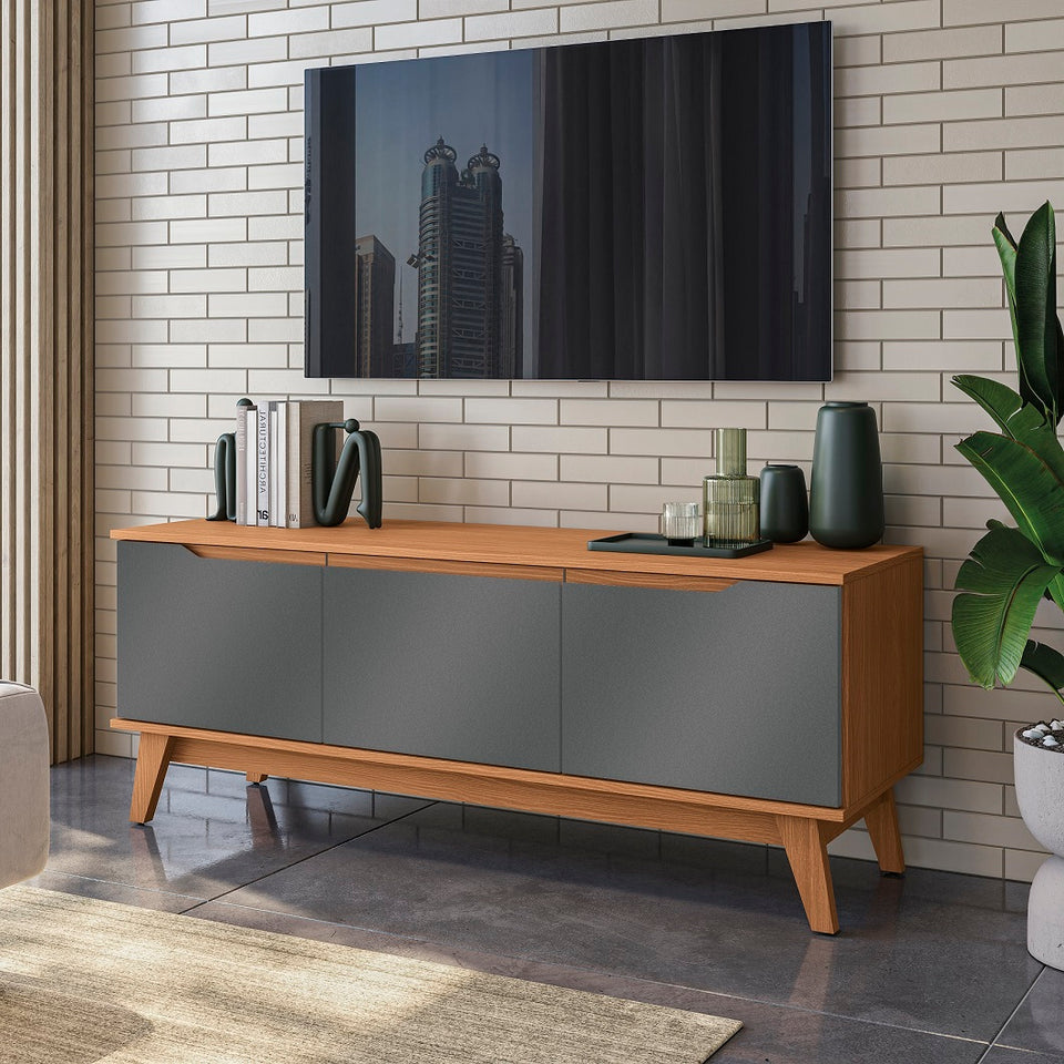 Mueble TV 55" Kappesberg 136cm con 3 Puertas Canela/Gris