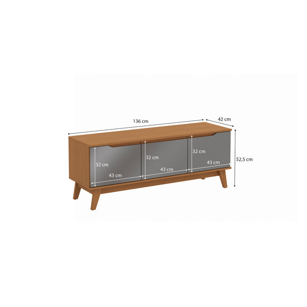 Mueble TV 55" 3 Puertas 136 cm Canela/Gris Kappesberg