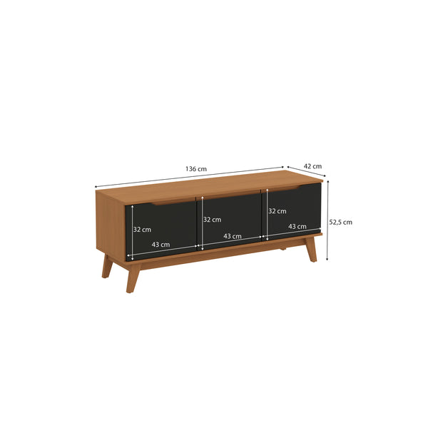 Mueble TV 55" Kappesberg 136cm con 3 Puertas Canela/Negro