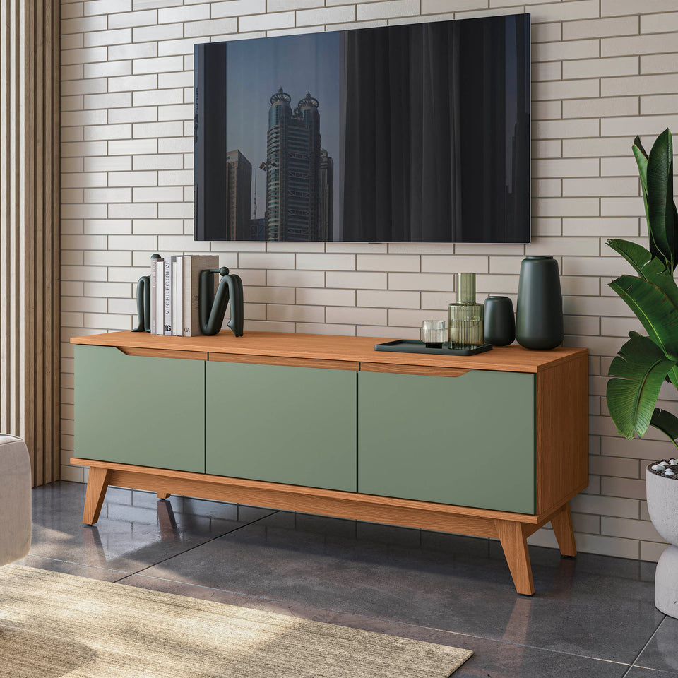 Mueble TV 55" Kappesberg 136cm con 3 Puertas Canela/Verde