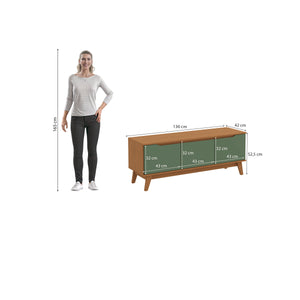 Mueble TV 55" Kappesberg 136cm con 3 Puertas Canela/Verde
