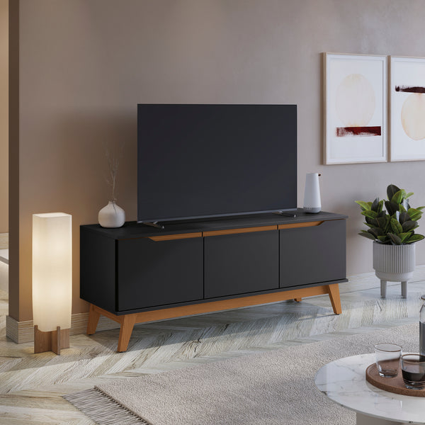 Mueble TV 55" Kappesberg 136cm con 3 Puertas Negro