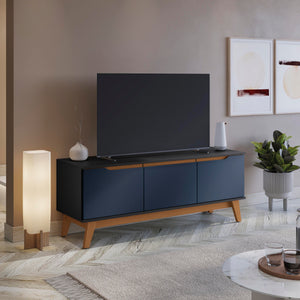 Mueble TV 55" Kappesberg 136cm con 3 Puertas Negro/Azul