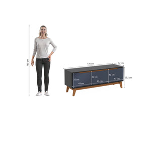 Mueble TV 55" Kappesberg 136cm con 3 Puertas Negro/Azul