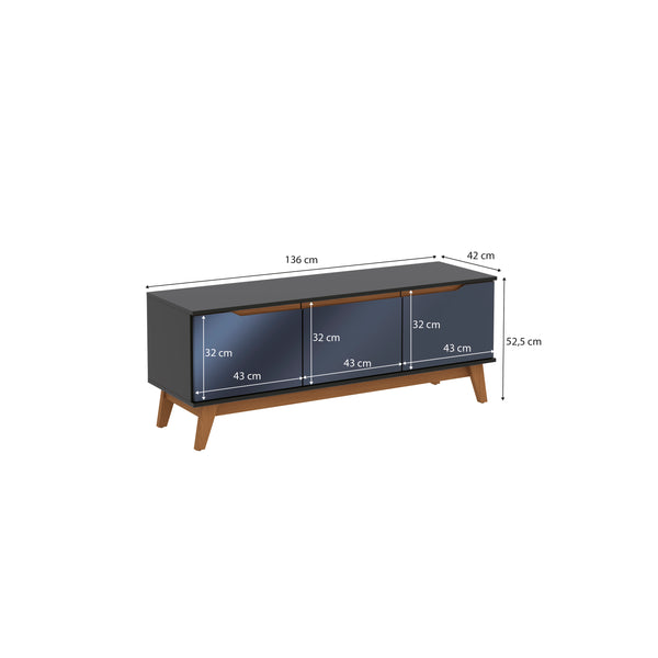 Mueble TV 55" Kappesberg 136cm con 3 Puertas Negro/Azul