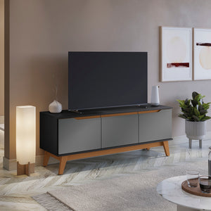 Mueble TV 55" Kappesberg 136cm con 3 Puertas Negro/Gris