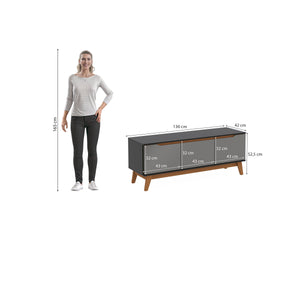 Mueble TV 55" Kappesberg 136cm con 3 Puertas Negro/Gris