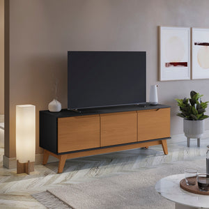 Mueble TV 55" Kappesberg 136cm con 3 Puertas Negro/Canela