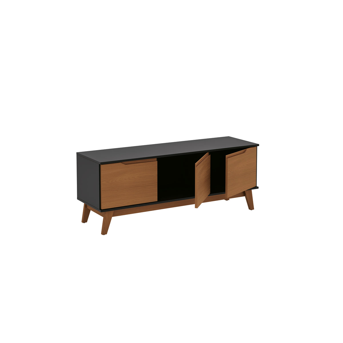 Mueble TV 55" Kappesberg 136cm con 3 Puertas Negro/Canela