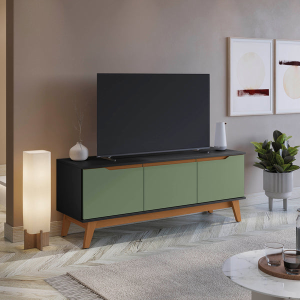 Mueble TV 55" Kappesberg 136cm con 3 Puertas Negro/Verde