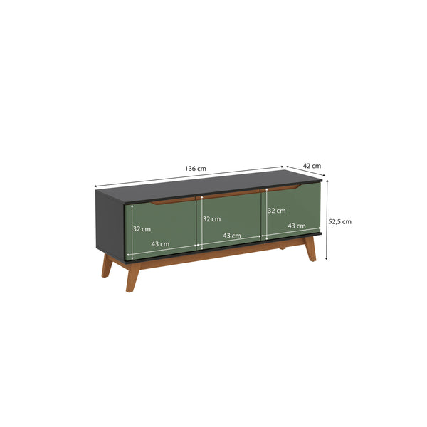 Mueble TV 55" Kappesberg 136cm con 3 Puertas Negro/Verde