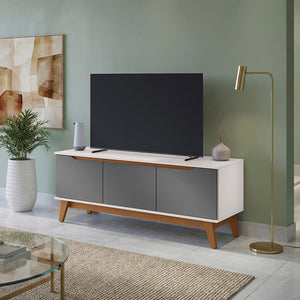 Mueble TV 55" 3 Puertas 136 cm Blanco/Gris Kappesberg