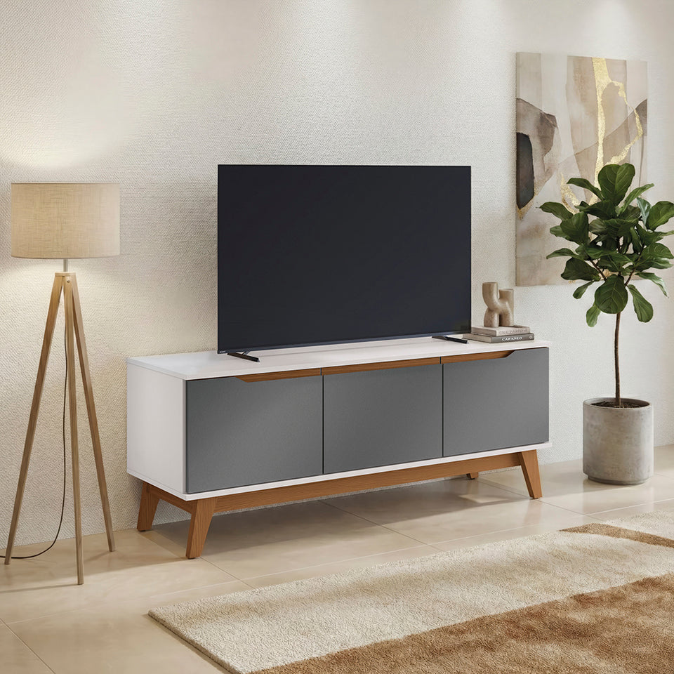 Rack TV Kappesberg 136 cm Blanco/Gris 3 Puertas