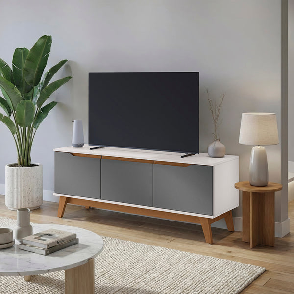 Rack TV 55" 136 cm Blanco/Gris 3 Puertas Kappesberg