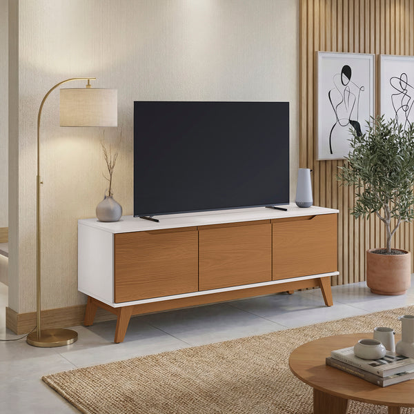 Rack TV Kappesberg 136 cm Blanco/Canela 3 Puertas