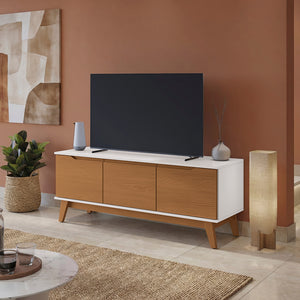 Mueble TV 55" 3 Puertas 136 cm Blanco/Canela Kappesberg