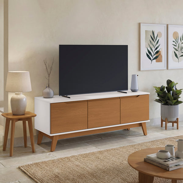 Rack TV 55" 136 cm Blanco/Canela 3 Puertas Kappesberg
