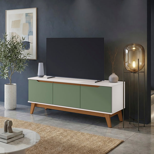 Rack TV Kappesberg 136 cm Blanco/Verde 3 Puertas