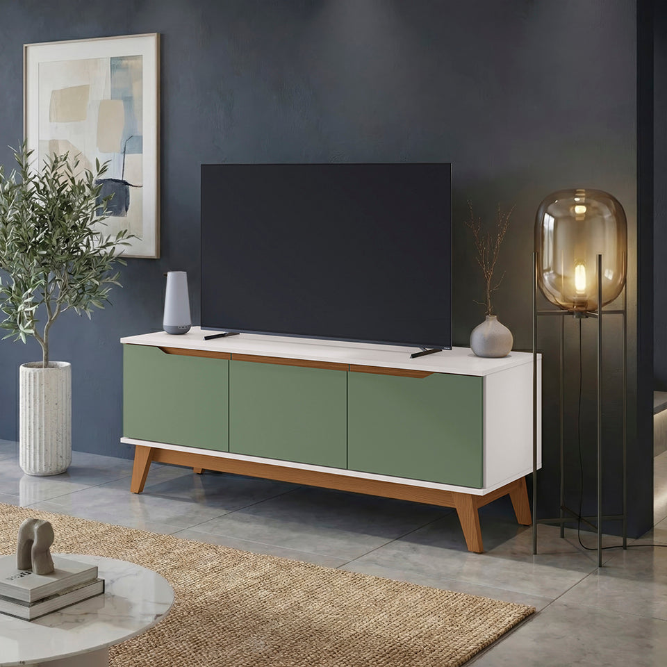 Rack TV Kappesberg 136 cm Blanco/Verde 3 Puertas