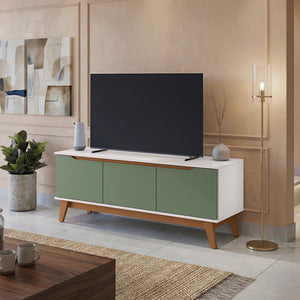 Mueble TV 55" 3 Puertas 136 cm Blanco/Verde Kappesberg