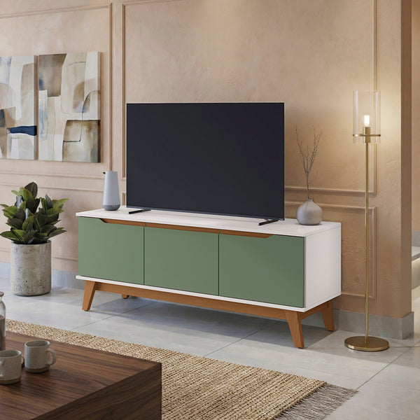 Mueble TV 55" 3 Puertas 136 cm Blanco/Verde Kappesberg
