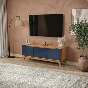Rack TV Kappesberg 136 cm Canela/Azul 3 Puertas