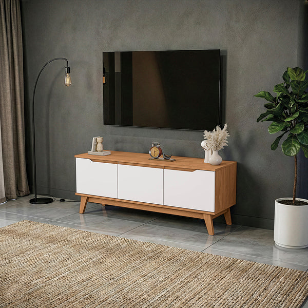Mueble TV 55" 3 Puertas 136cm Canela/Blanco Kappesberg