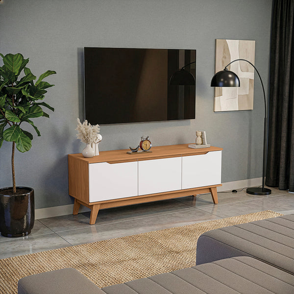 Rack TV 55" 136cm Canela/Blanco 3 Puertas Kappesberg