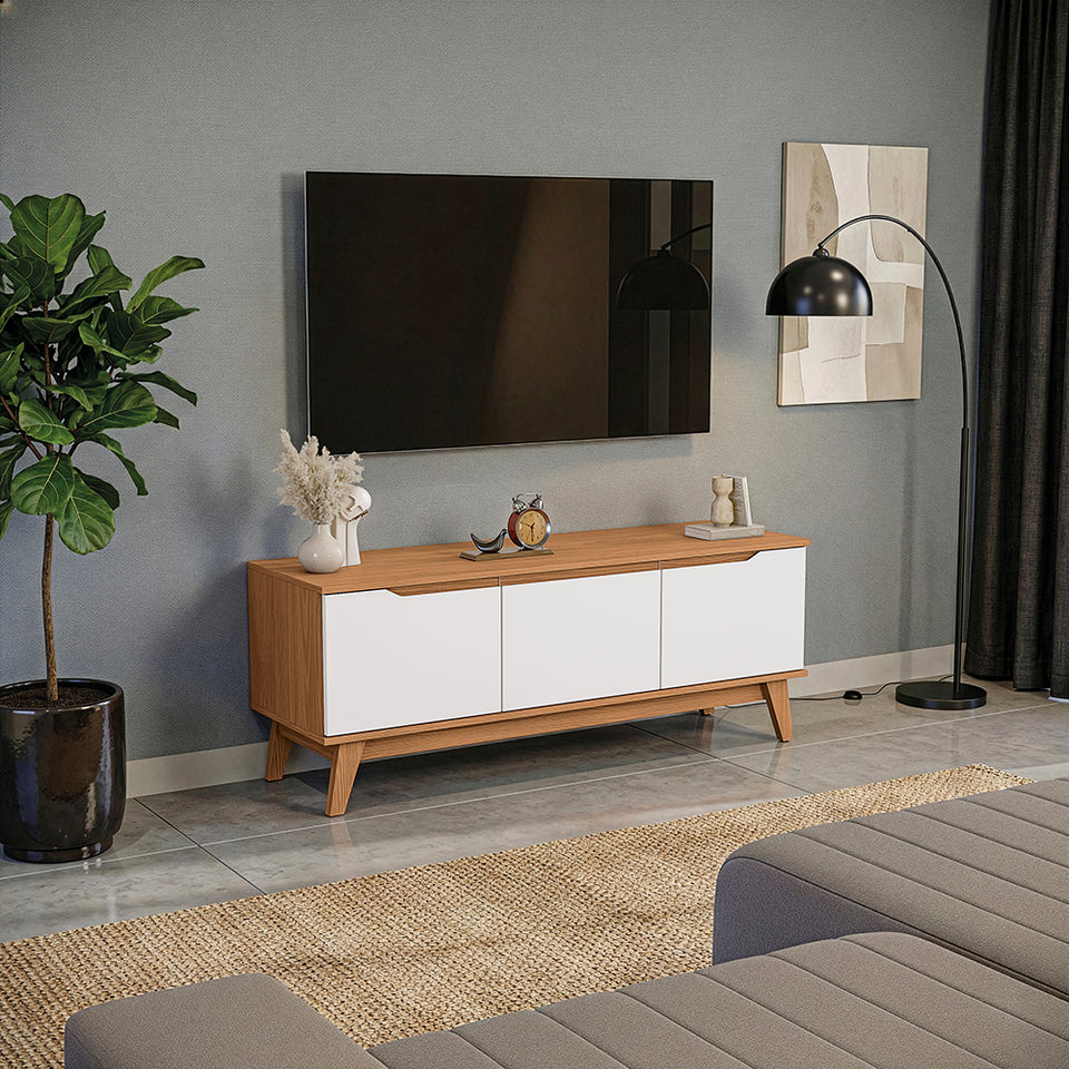 Rack TV 55" 136cm Canela/Blanco 3 Puertas Kappesberg