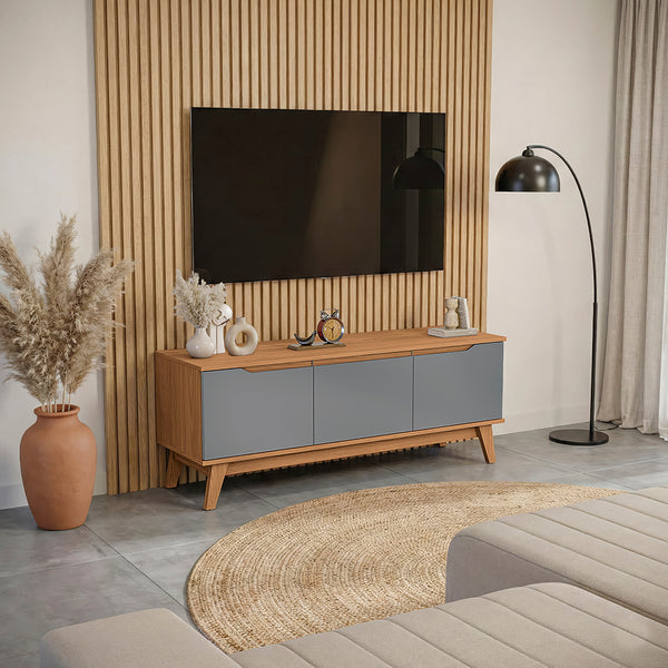 Rack TV 55" 136 cm Canela/Gris 3 Puertas Kappesberg