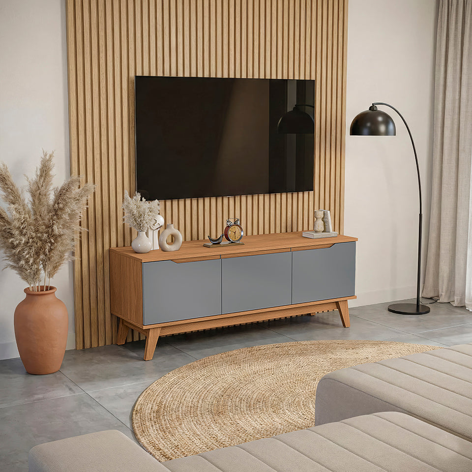 Rack TV 55" 136 cm Canela/Gris 3 Puertas Kappesberg