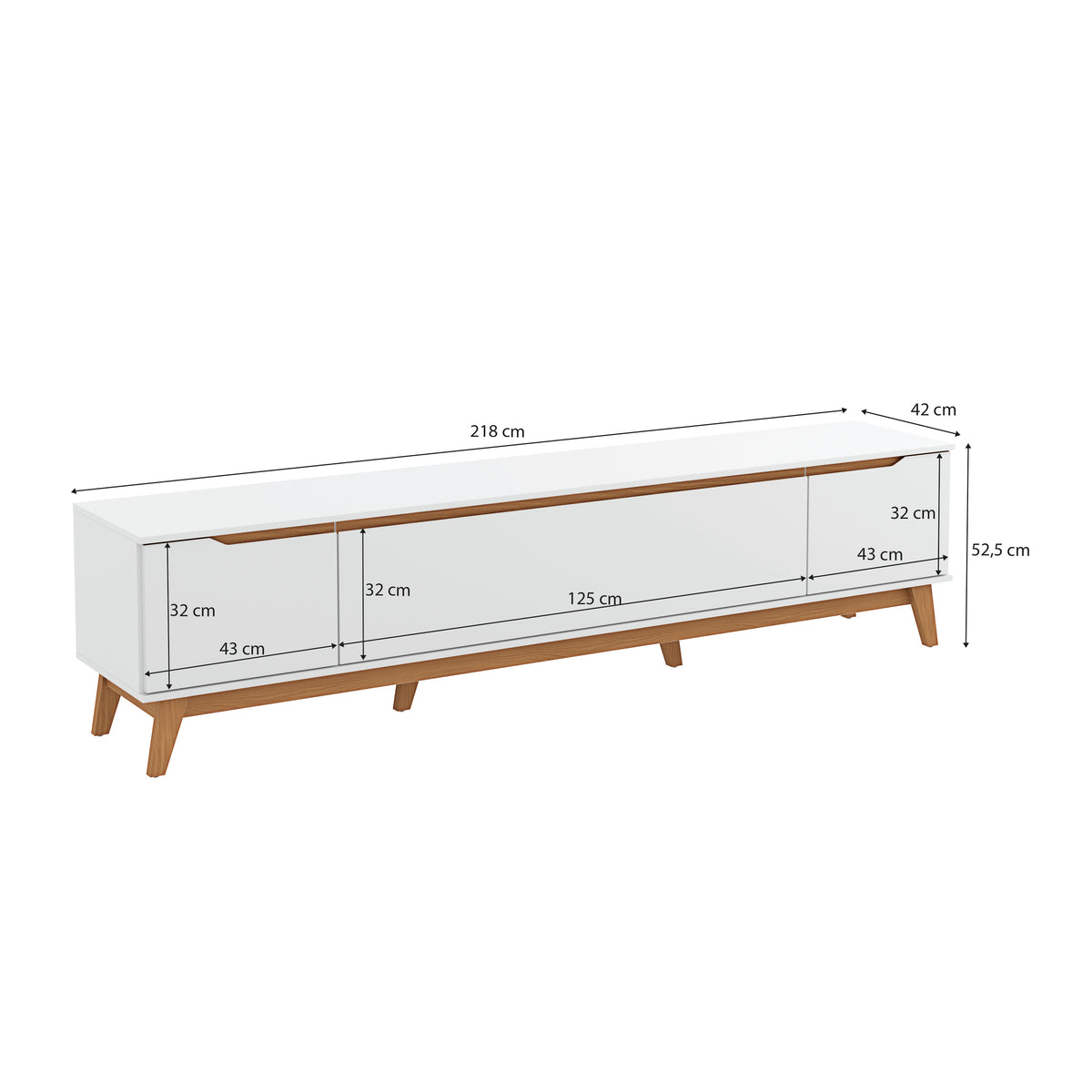 Mueble TV 85" Kappesberg 218cm con 3 Puertas Blanco